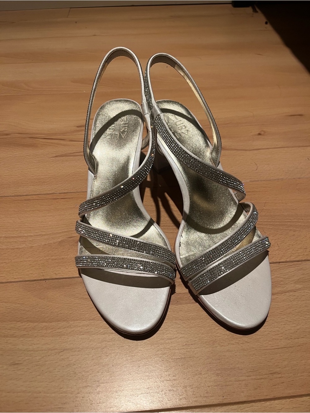 Naturalizer Vanessa Silver Rhinestone Strappy Slingback Sandals